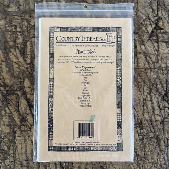 Country Threads Quilt Pattern Peace #486 Dove Vintage 2001 Size 27 in X 31 in - Picture 3 of 5
